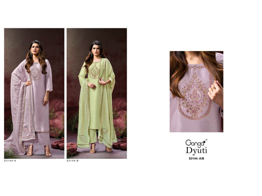 Dyuti S3144 Ganga Silk Satin Plazzo Style Suits Wholesale Price