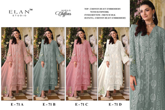 E-71 Elan Studio Chiffon Pakistani Salwar Suits Exporter Ahmedabad