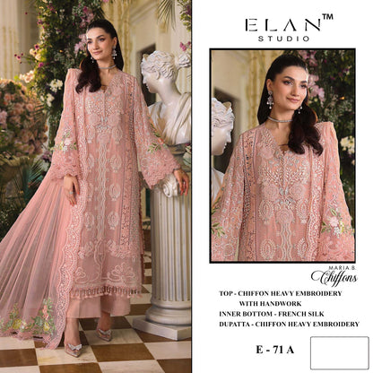 E-71 Elan Studio Chiffon Pakistani Salwar Suits Exporter Ahmedabad