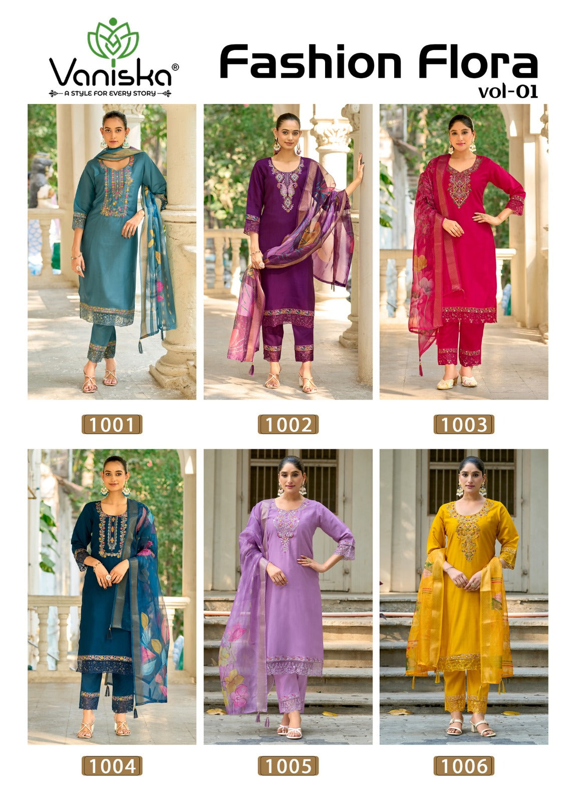 ?Fashion Flora Vol 1 Vaniska Berlin Readymade Pant Style Suits Exporter Gujarat