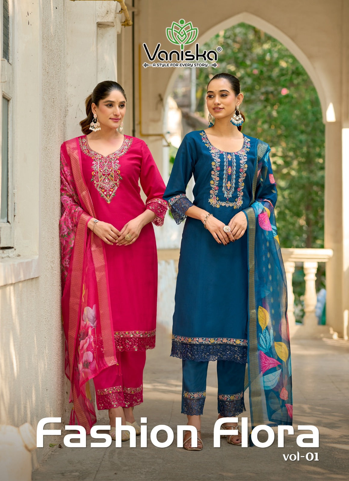 ?Fashion Flora Vol 1 Vaniska Berlin Readymade Pant Style Suits Exporter Gujarat