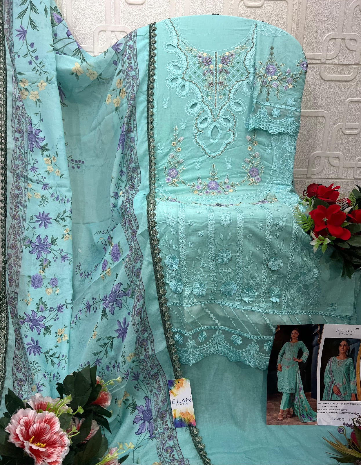 E 03 Elan Studio Cambric Lawn Pakistani Salwar Suits Manufacturer India