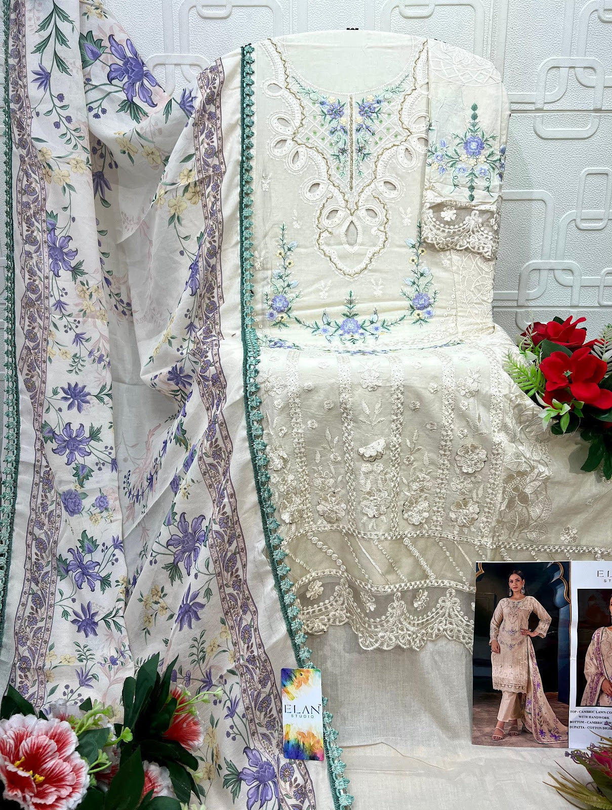 E 03 Elan Studio Cambric Lawn Pakistani Salwar Suits Manufacturer India