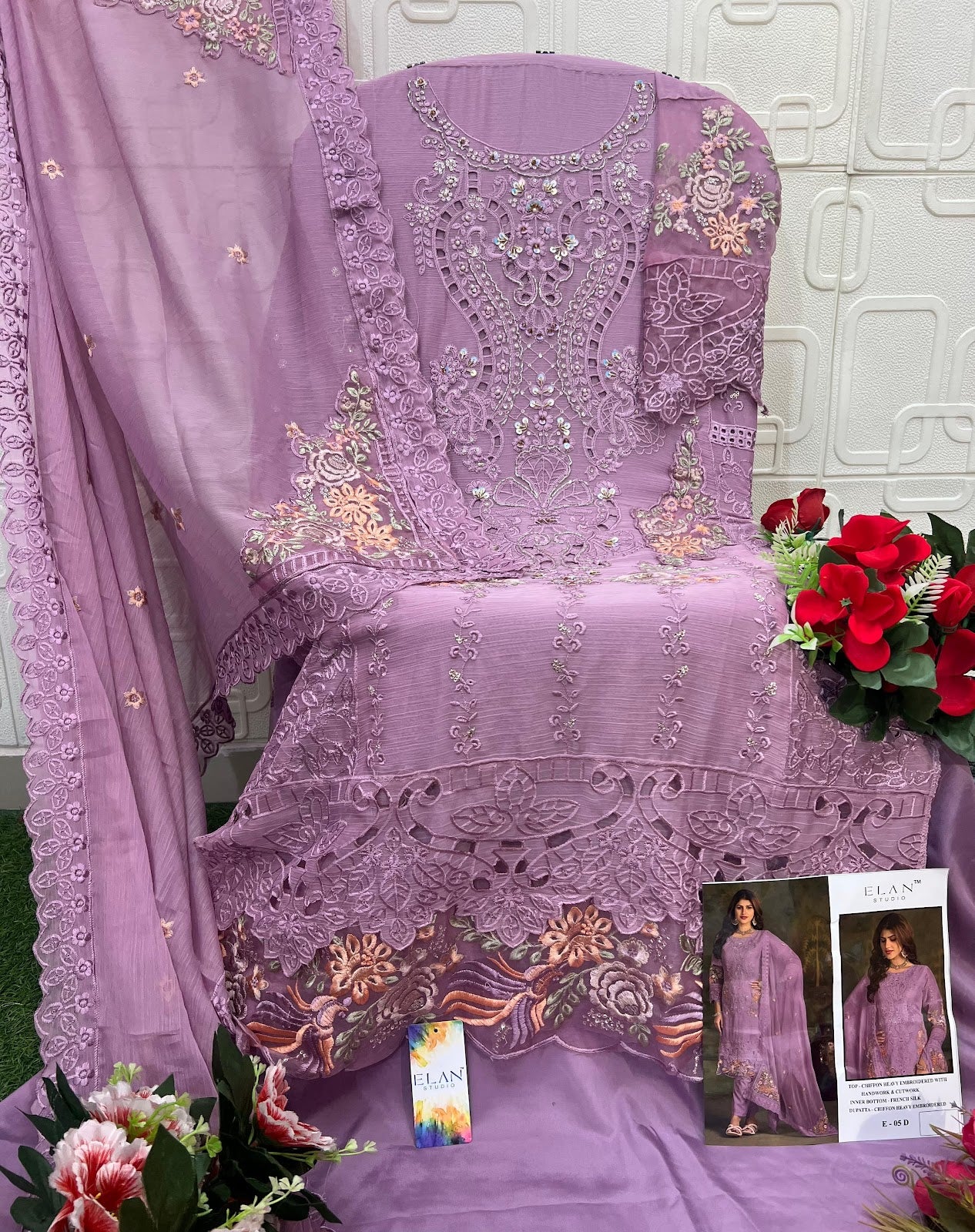 E 05 Elan Studio Chiffon Pakistani Salwar Suits Supplier India