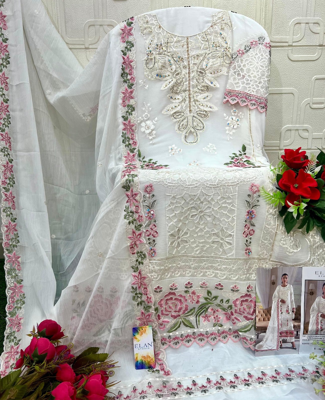 E 06 Elan Studio Chiffon Pakistani Salwar Suits Wholesale Price