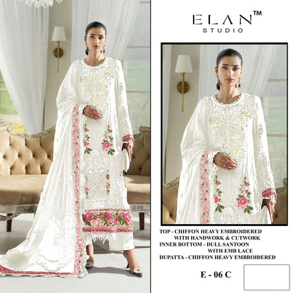 E 06 Elan Studio Chiffon Pakistani Salwar Suits Wholesale Price