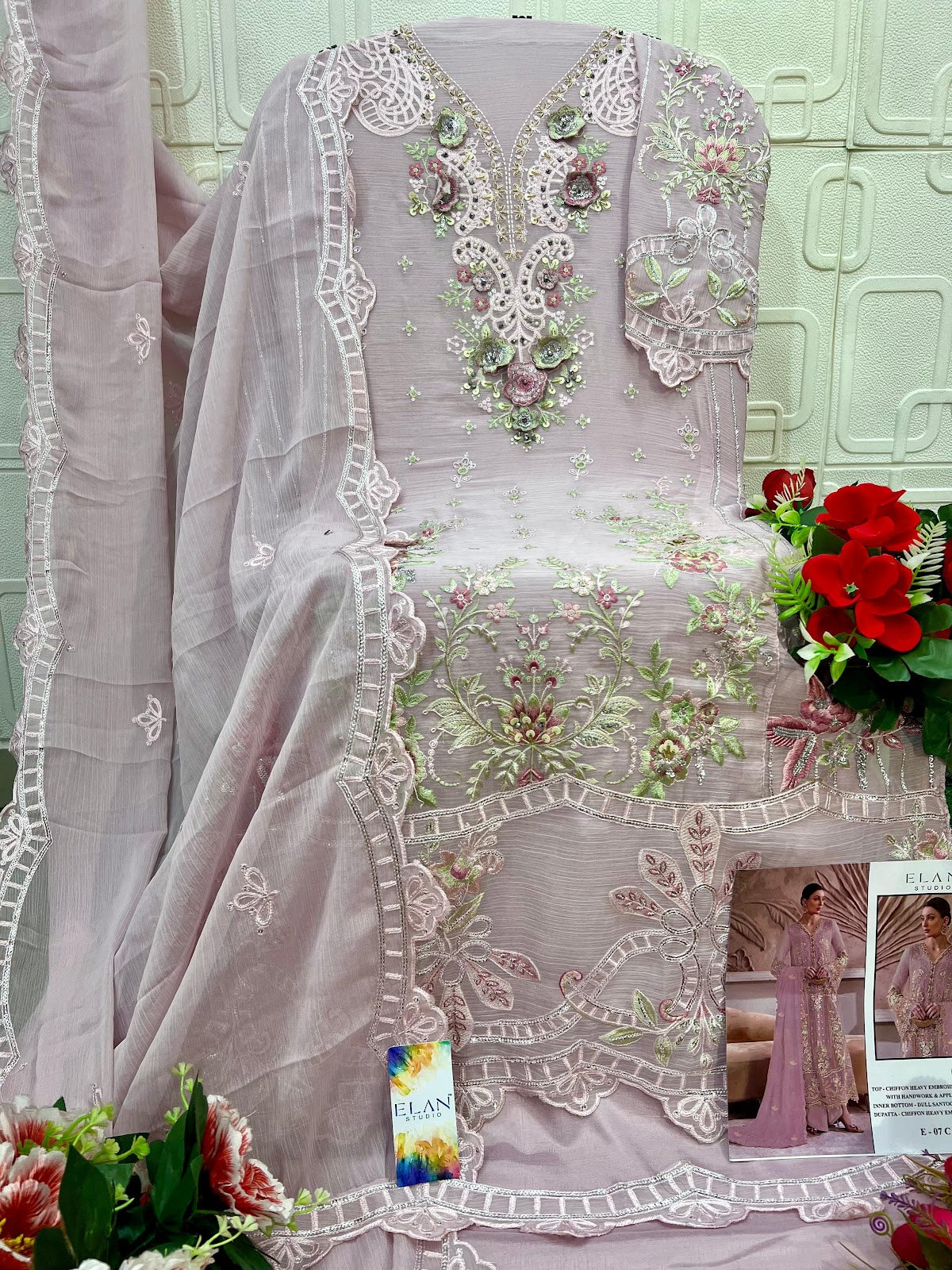 E 07 Elan Studio Chiffon Pakistani Salwar Suits Supplier Gujarat
