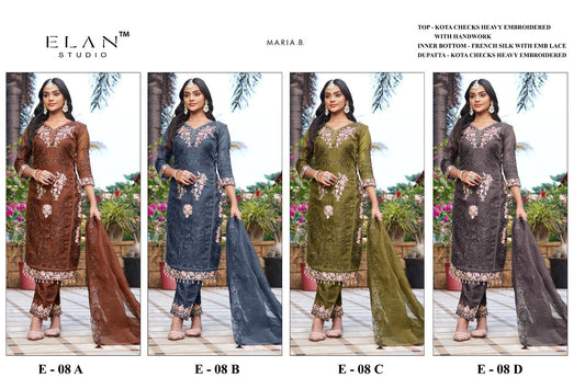 E 08 Elan Studio Embroidered Pakistani Salwar Suits Manufacturer India