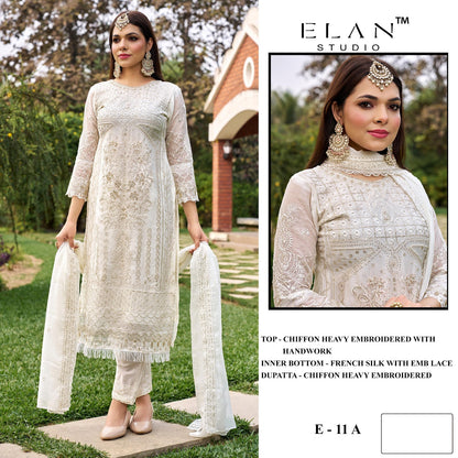 E 11 Elan Studio Chiffon Pakistani Salwar Suits Supplier India