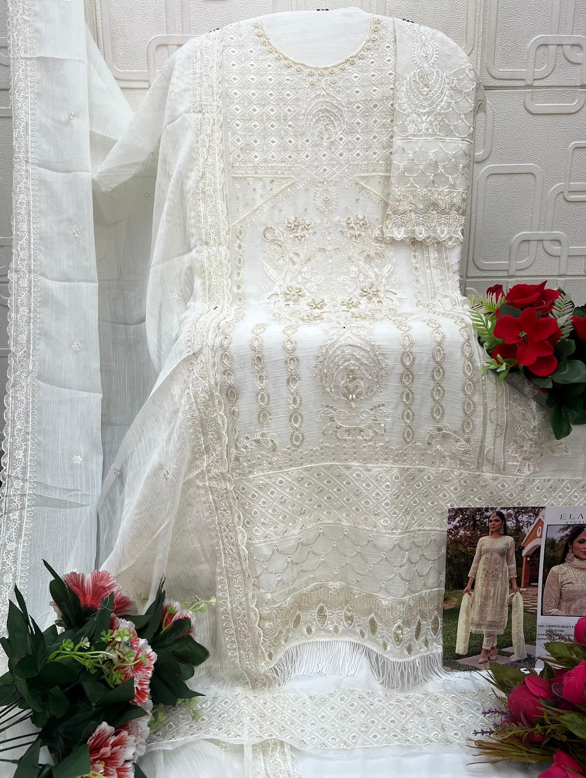 E 11 Elan Studio Chiffon Pakistani Salwar Suits Supplier India