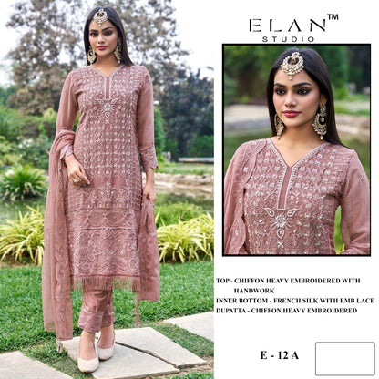 E 12 Elan Studio Chiffon Pakistani Salwar Suits Manufacturer