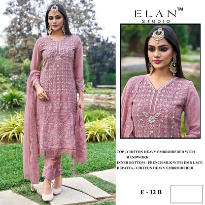 E 12 Elan Studio Chiffon Pakistani Salwar Suits Manufacturer