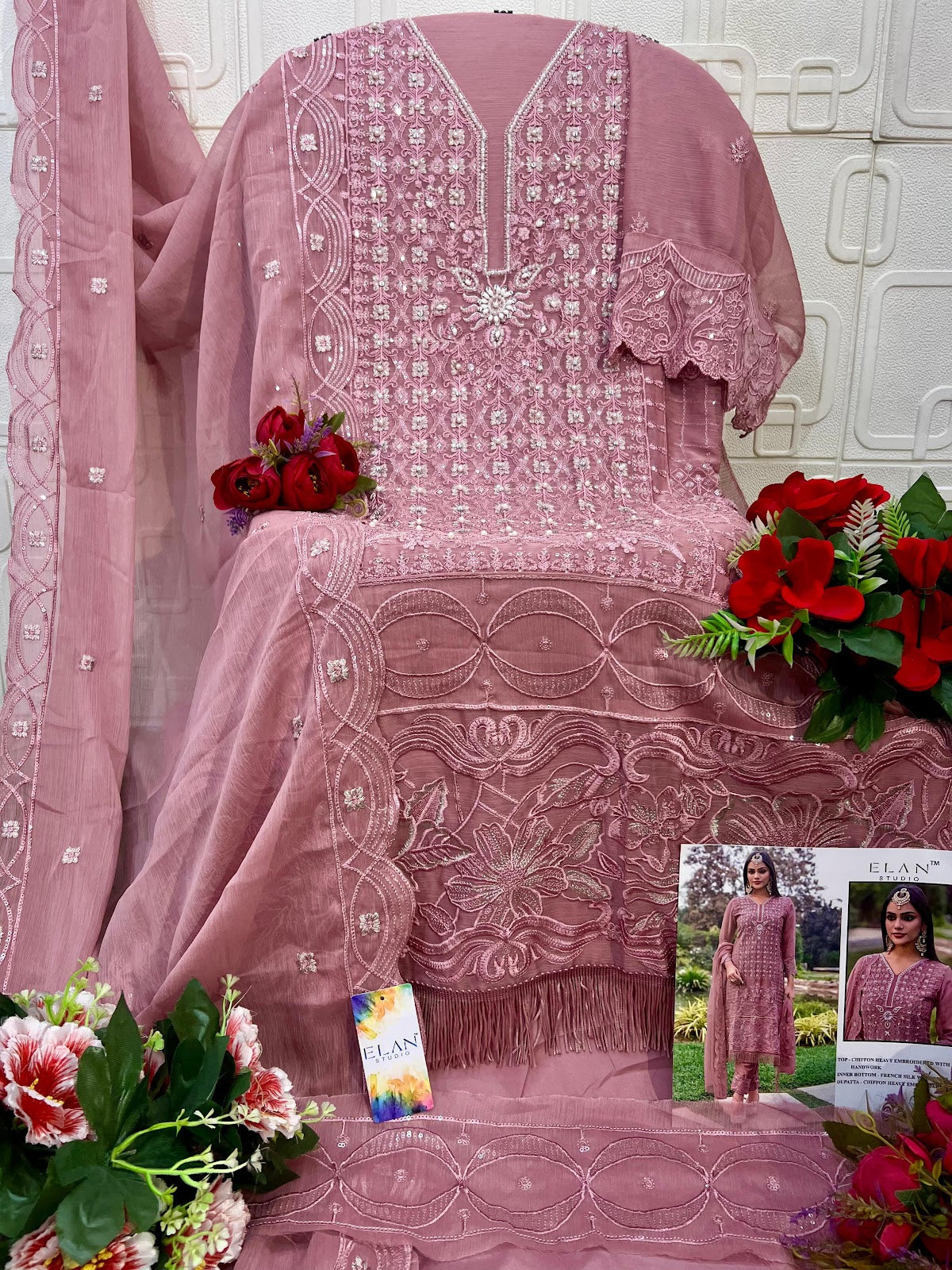 E 12 Elan Studio Chiffon Pakistani Salwar Suits Manufacturer