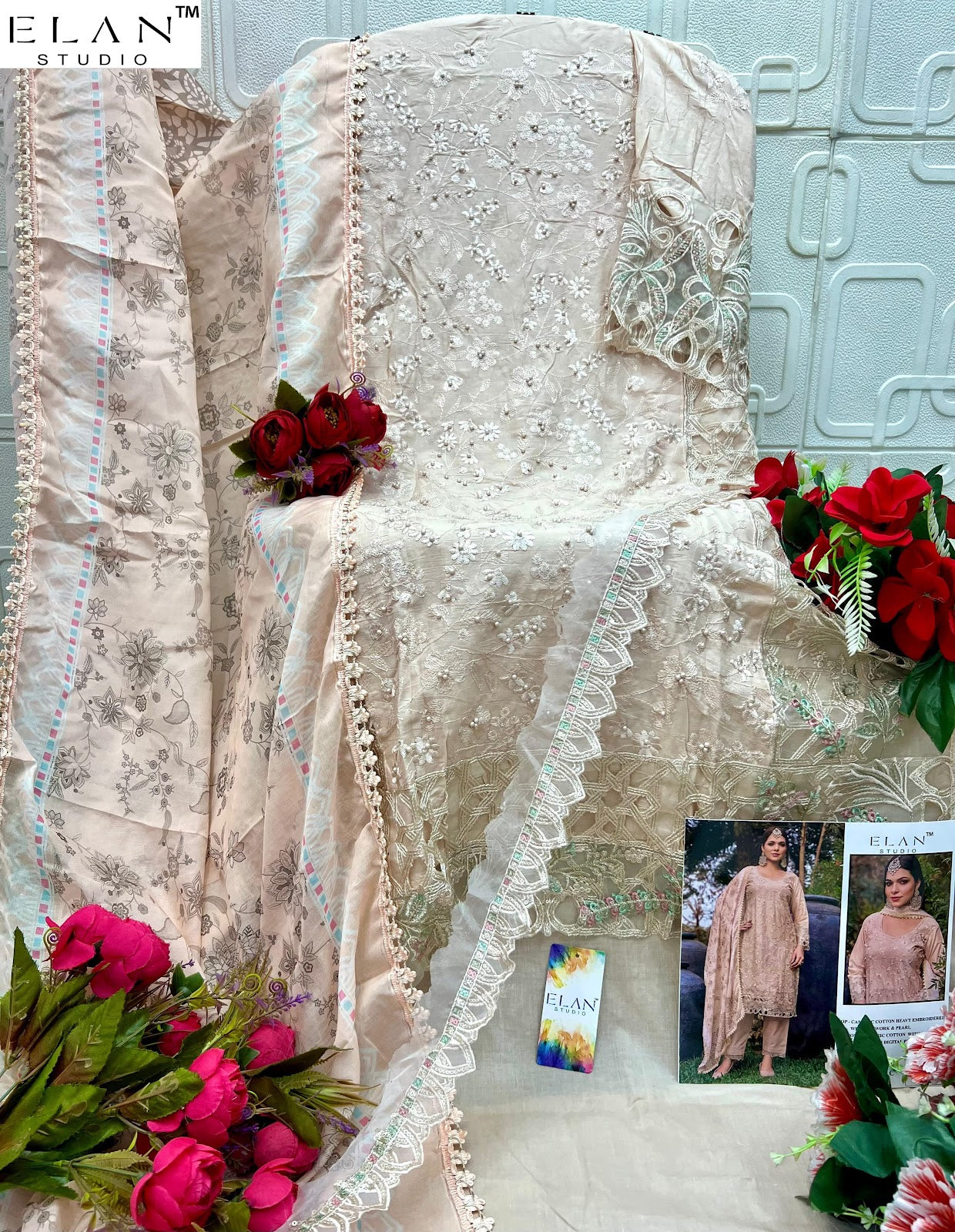 E 13 Elan Studio Cambric Lawn Pakistani Salwar Suits Exporter Ahmedabad