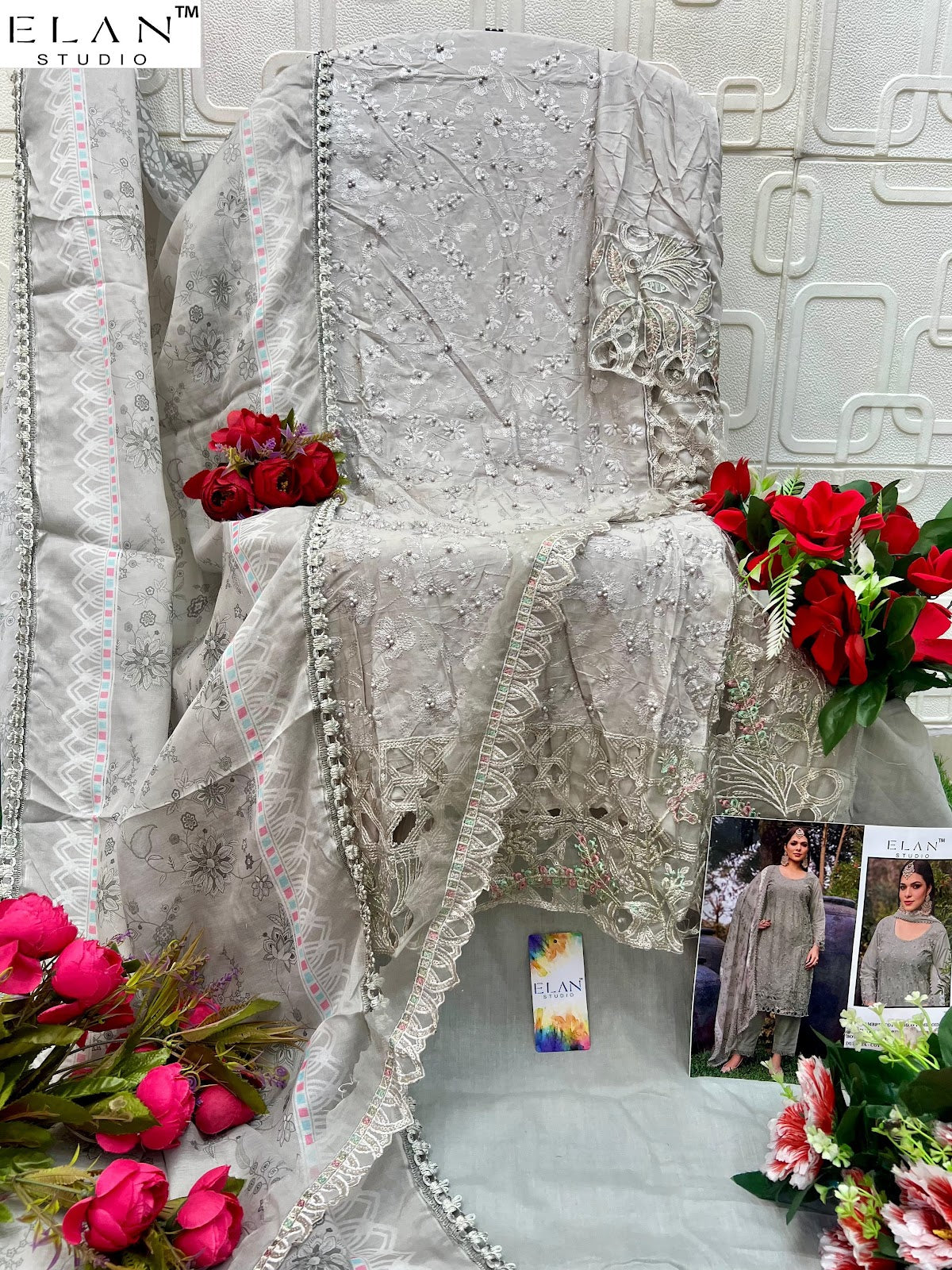 E 13 Elan Studio Cambric Lawn Pakistani Salwar Suits Exporter Ahmedabad