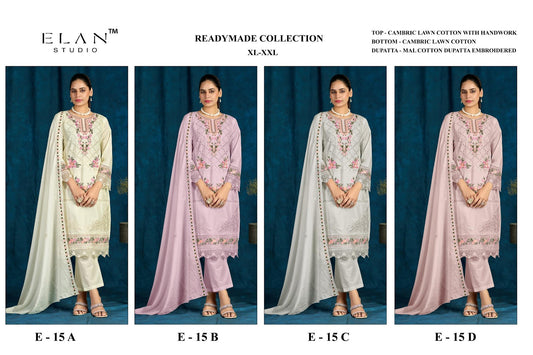 E 15 Elan Studio Lawn Cotton Pakistani Readymade Suits Wholesale Price