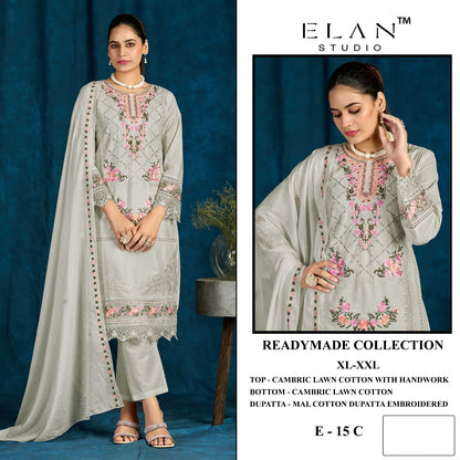 E 15 Elan Studio Lawn Cotton Pakistani Readymade Suits Wholesale Price