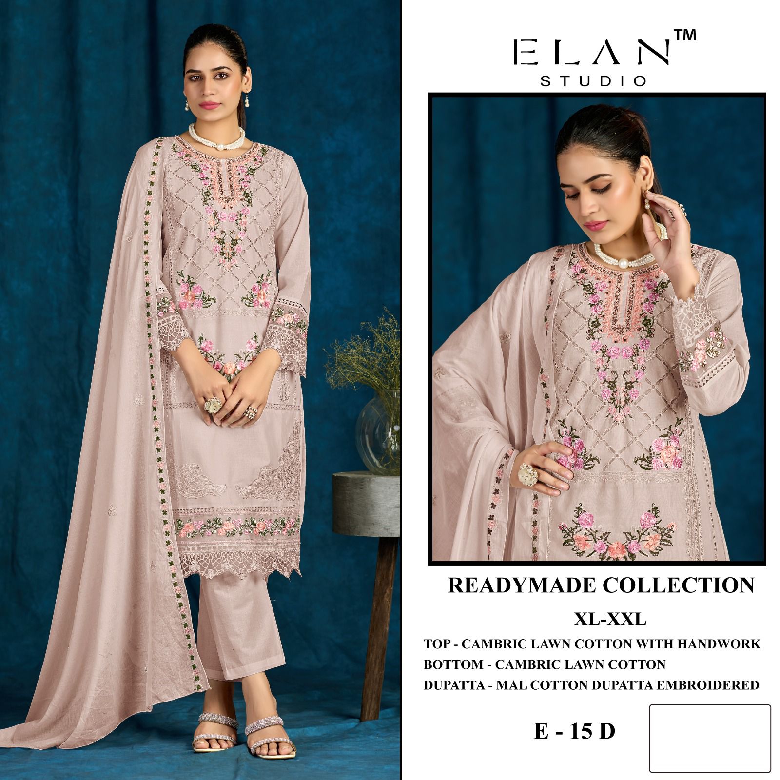 E 15 Elan Studio Lawn Cotton Pakistani Readymade Suits Wholesale Price
