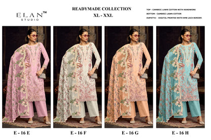 E 16 Elan Studio Lawn Cotton Pakistani Readymade Suits Wholesale