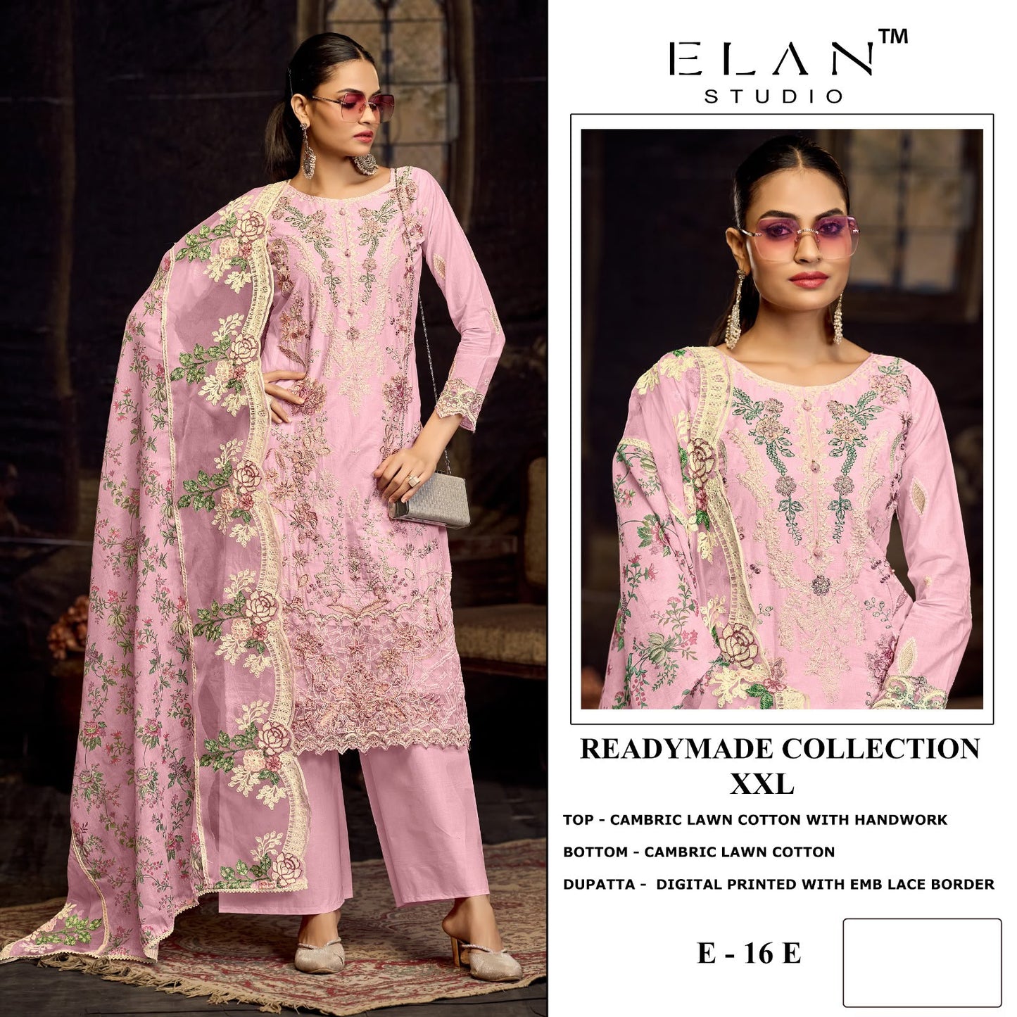 E 16 Elan Studio Lawn Cotton Pakistani Readymade Suits Wholesale