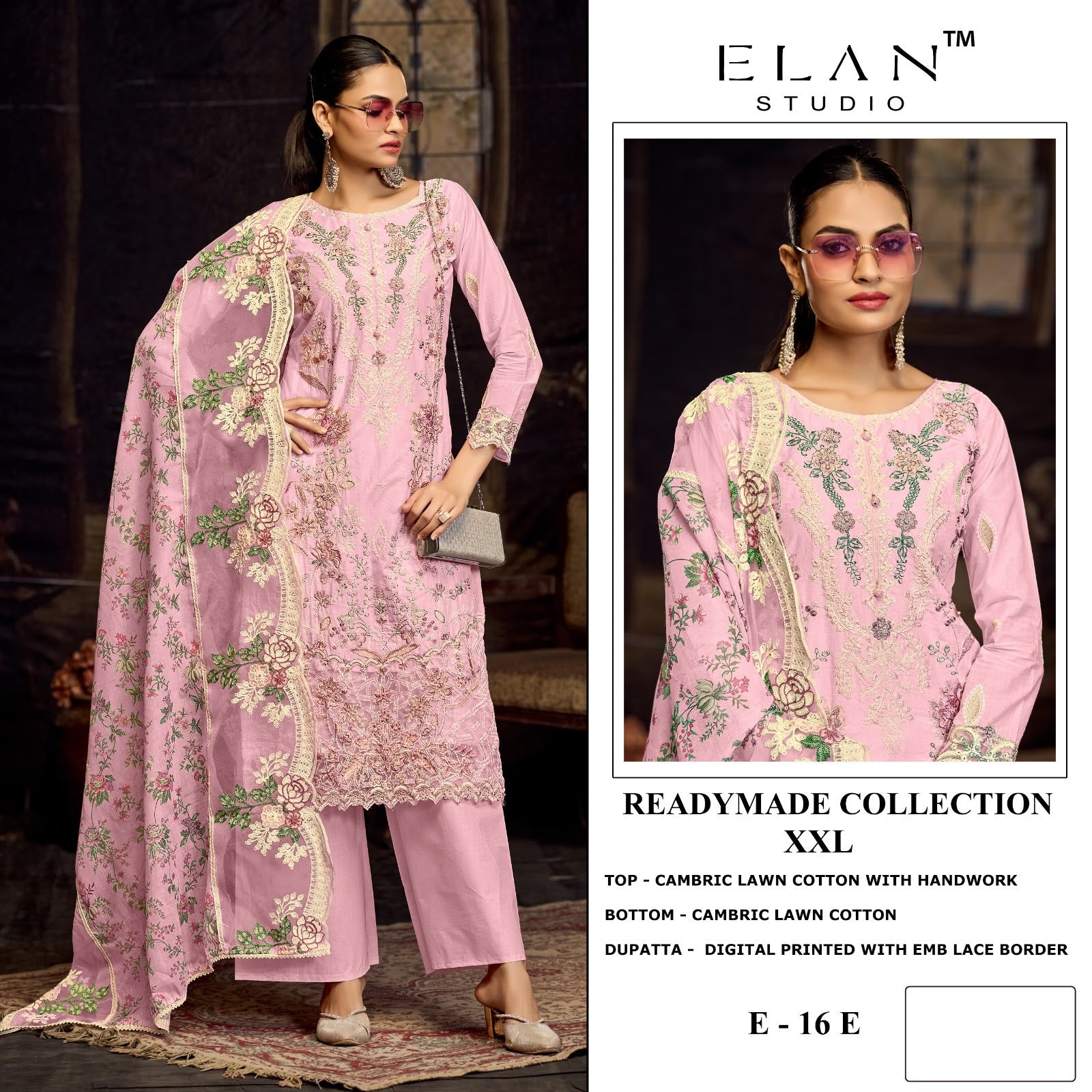 E 16 Elan Studio Lawn Cotton Pakistani Readymade Suits Wholesale