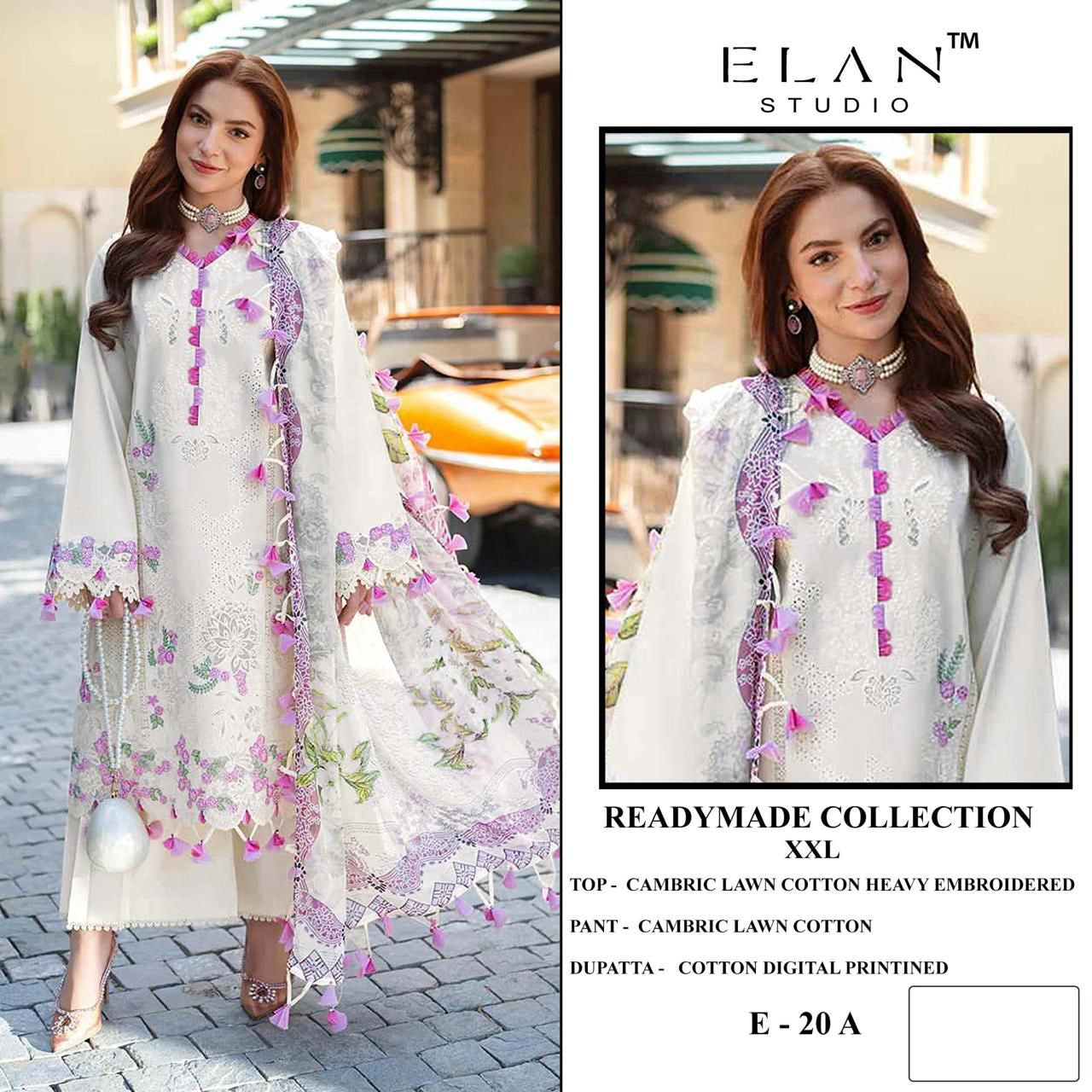 E 20 Elan Studio Lawn Cotton Pakistani Readymade Suits Wholesale Price
