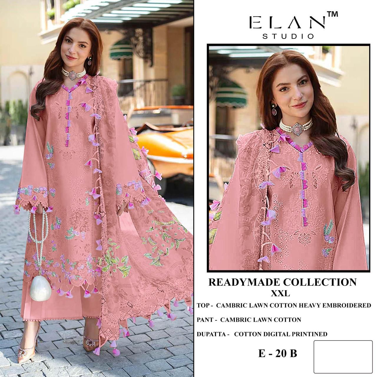 E 20 Elan Studio Lawn Cotton Pakistani Readymade Suits Wholesale Price