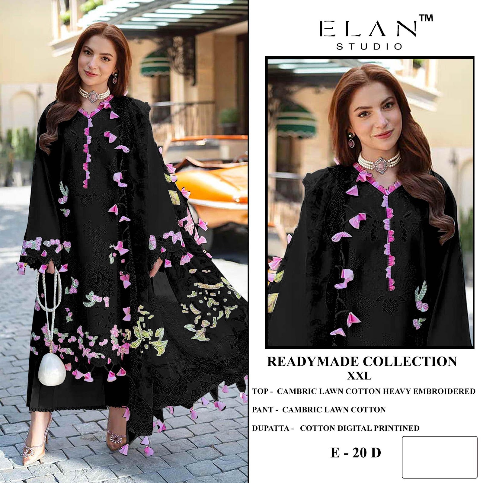 E 20 Elan Studio Lawn Cotton Pakistani Readymade Suits Wholesale Price