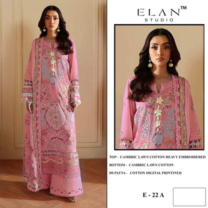 E 22 Elan Studio Cambric Lawn Pakistani Salwar Suits Supplier Ahmedabad