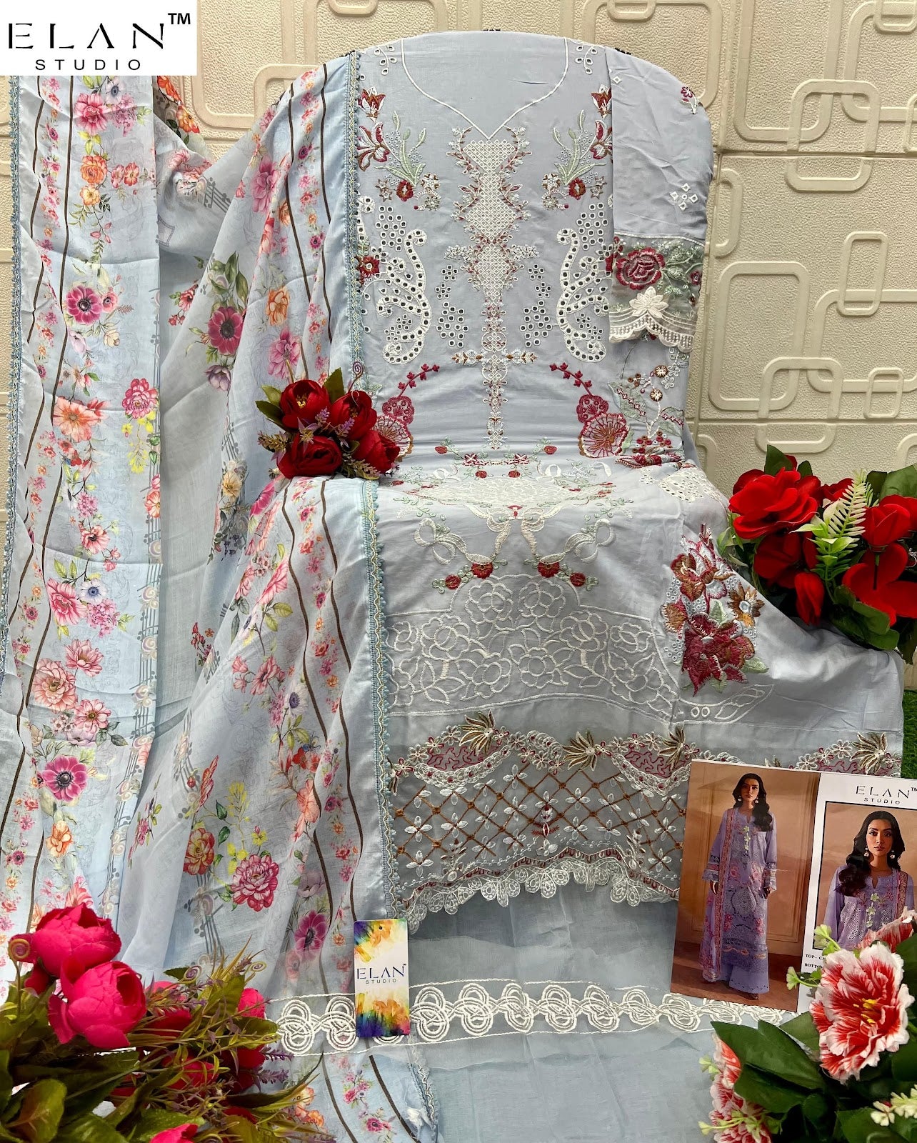 E 22 Elan Studio Cambric Lawn Pakistani Salwar Suits Supplier Ahmedabad