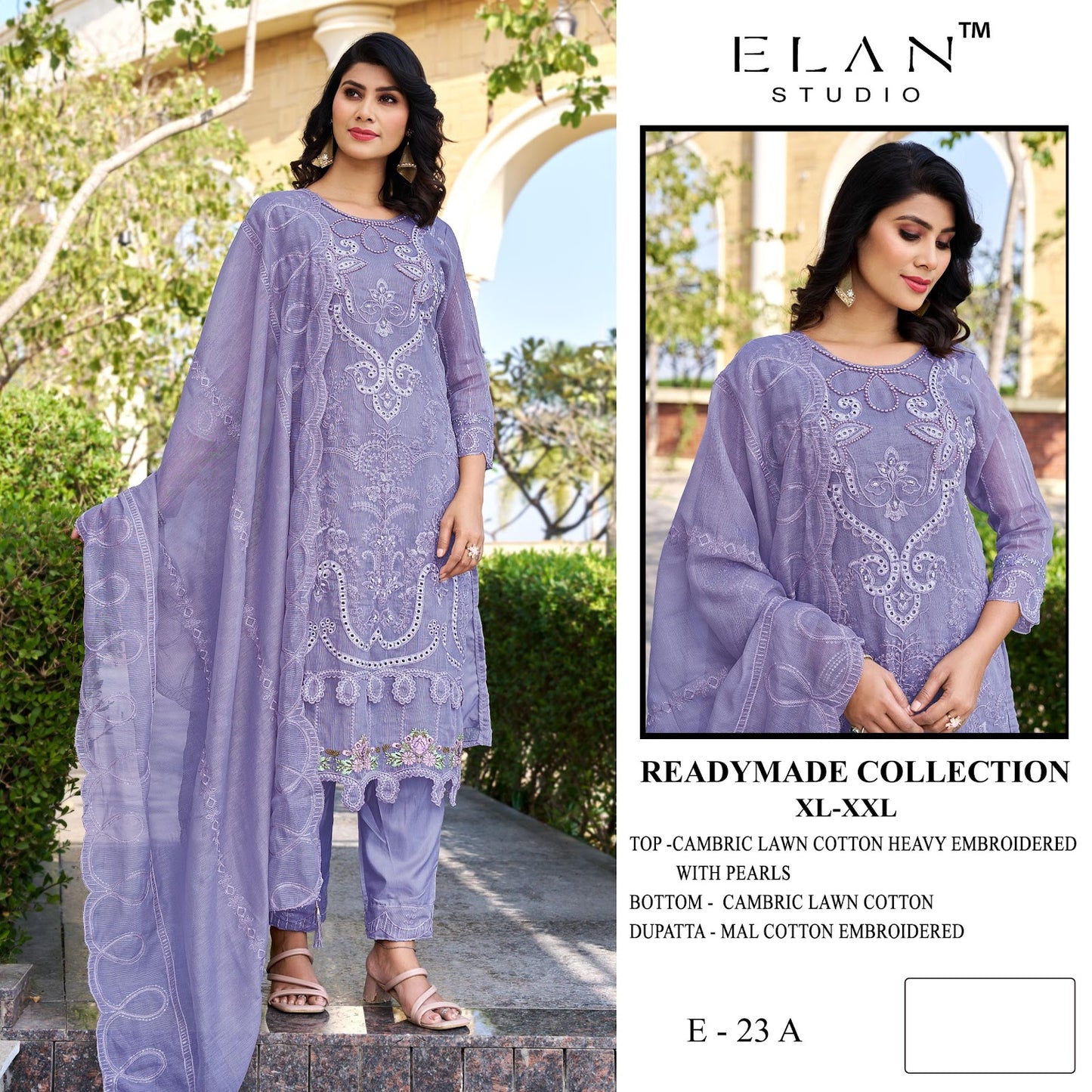 E 23 Elan Studio Lawn Cotton Pakistani Readymade Suits Exporter Gujarat