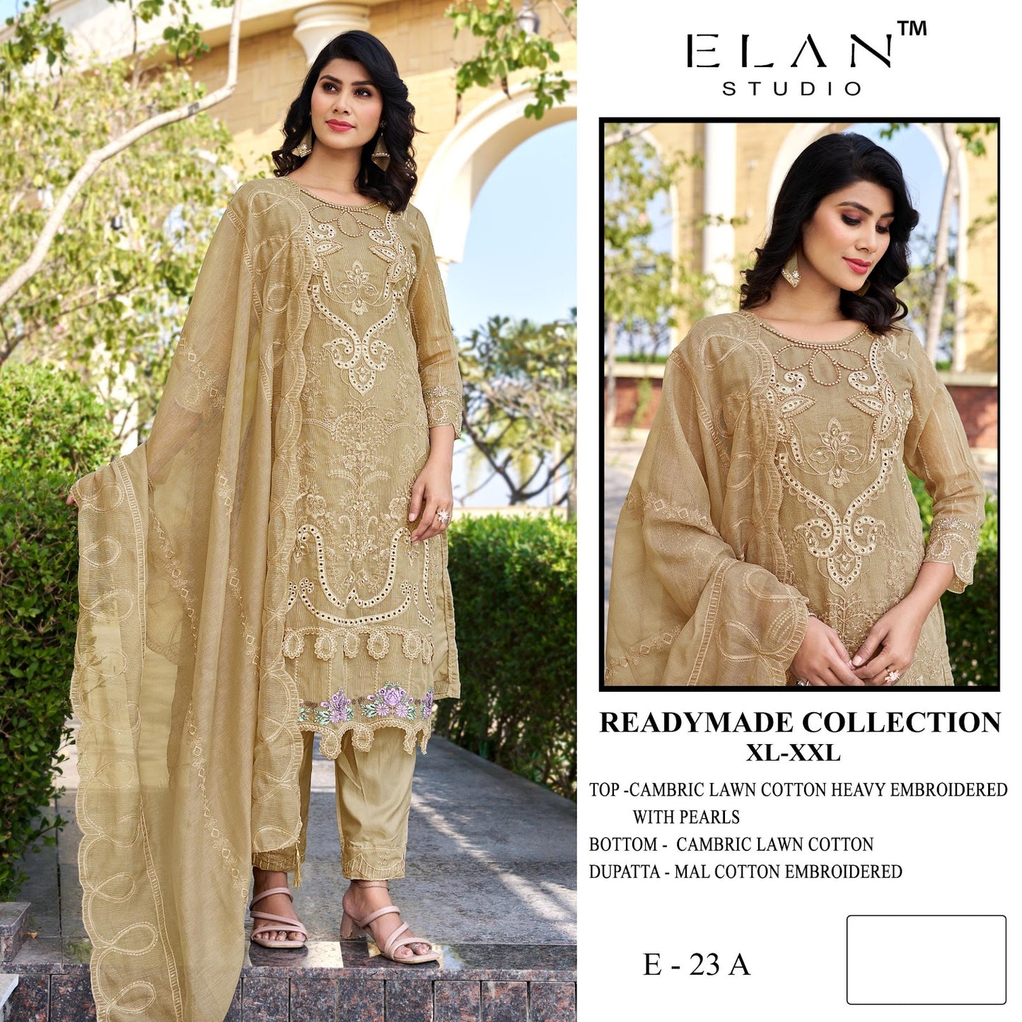 E 23 Elan Studio Lawn Cotton Pakistani Readymade Suits Exporter Gujarat