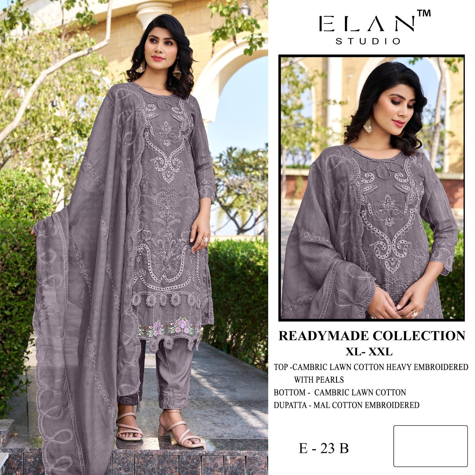 E 23 Elan Studio Lawn Cotton Pakistani Readymade Suits Exporter Gujarat