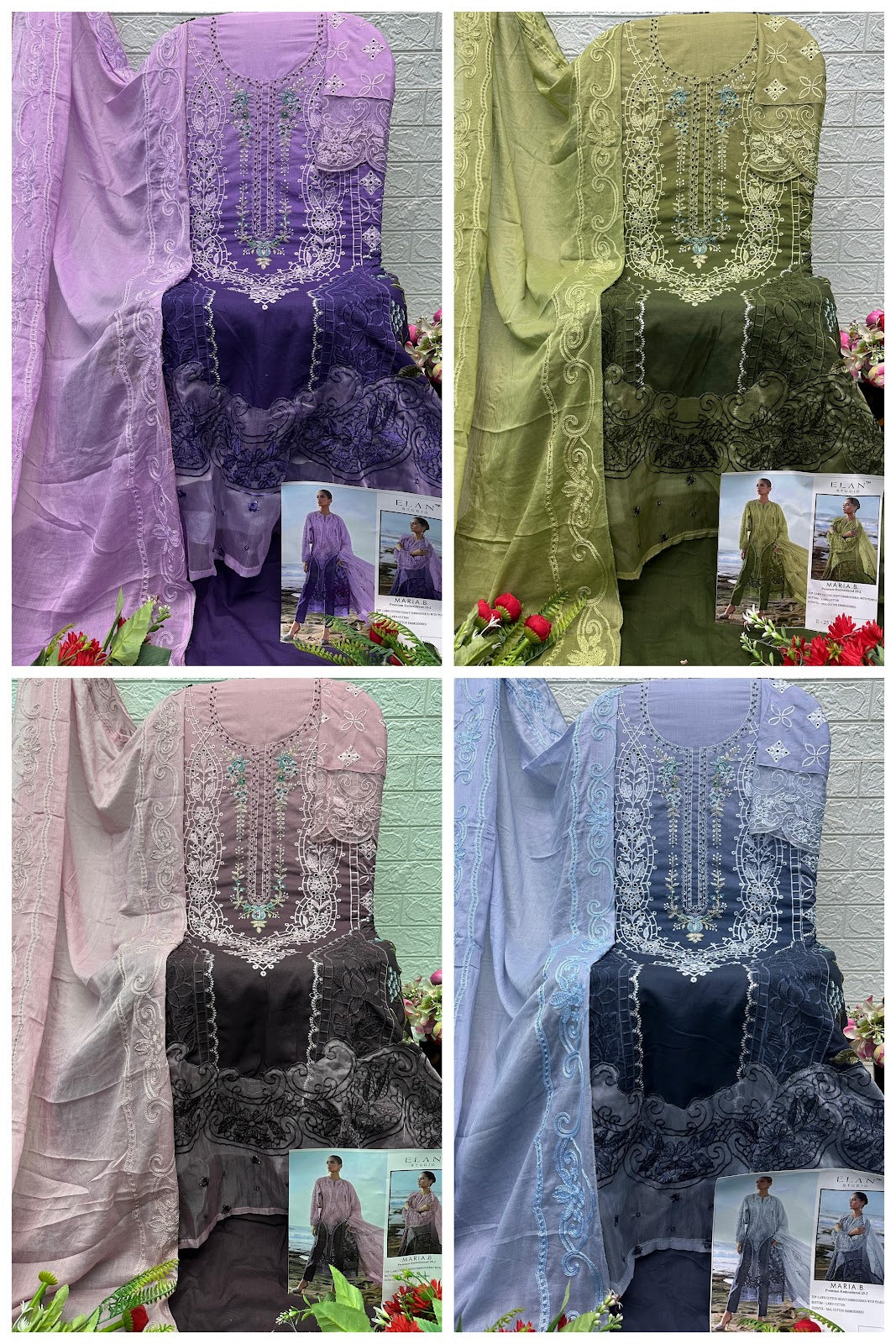 E 25 Maria B Embroidered 25-2 Elan Studio Lawn Cotton Pakistani Salwar Suits Supplier