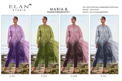 E 25 Maria B Embroidered 25-2 Elan Studio Lawn Cotton Pakistani Salwar Suits Supplier