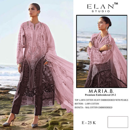 E 25 Maria B Embroidered 25-2 Elan Studio Lawn Cotton Pakistani Salwar Suits Supplier