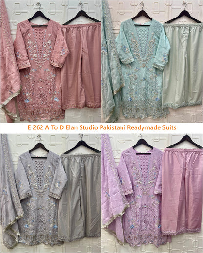 E 262 A To D Elan Studio Chiffon Pakistani Readymade Suits Manufacturer