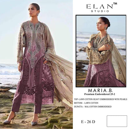 E 26 Maria B Embroidered 25-2 Elan Studio Lawn Cotton Pakistani Salwar Suits Manufacturer Ahmedabad