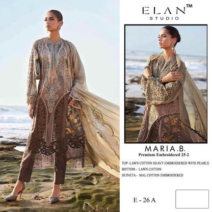 E 26 Maria B Embroidered 25-2 Elan Studio Lawn Cotton Pakistani Salwar Suits Manufacturer Ahmedabad