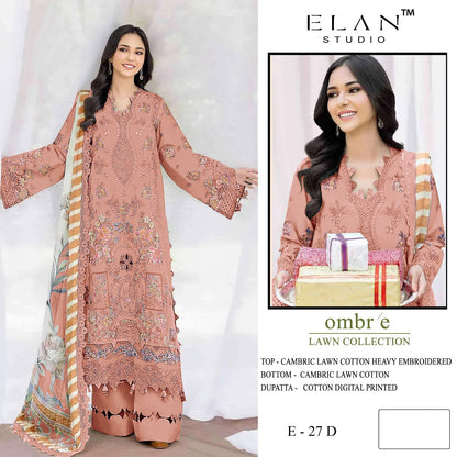 E 27 Ombre Lawn Elan Studio Lawn Cotton Pakistani Salwar Suits Manufacturer Ahmedabad
