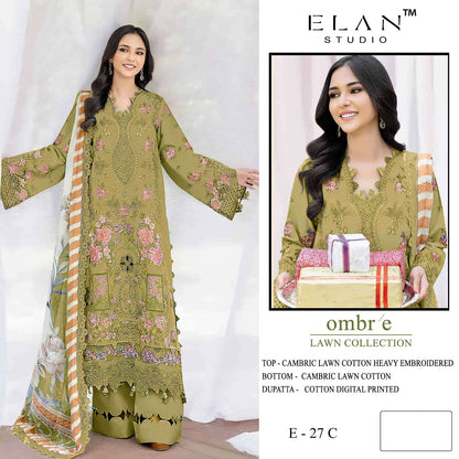 E 27 Ombre Lawn Elan Studio Lawn Cotton Pakistani Salwar Suits Manufacturer Ahmedabad