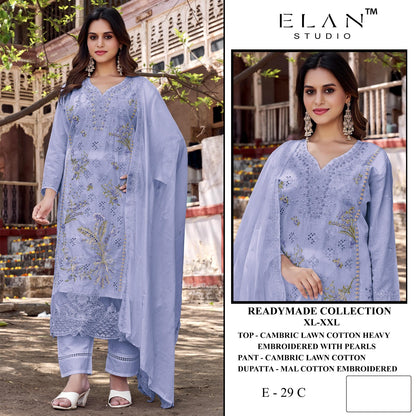 E 29 Elan Studio Cambric Lawn Pakistani Readymade Suits Wholesaler India