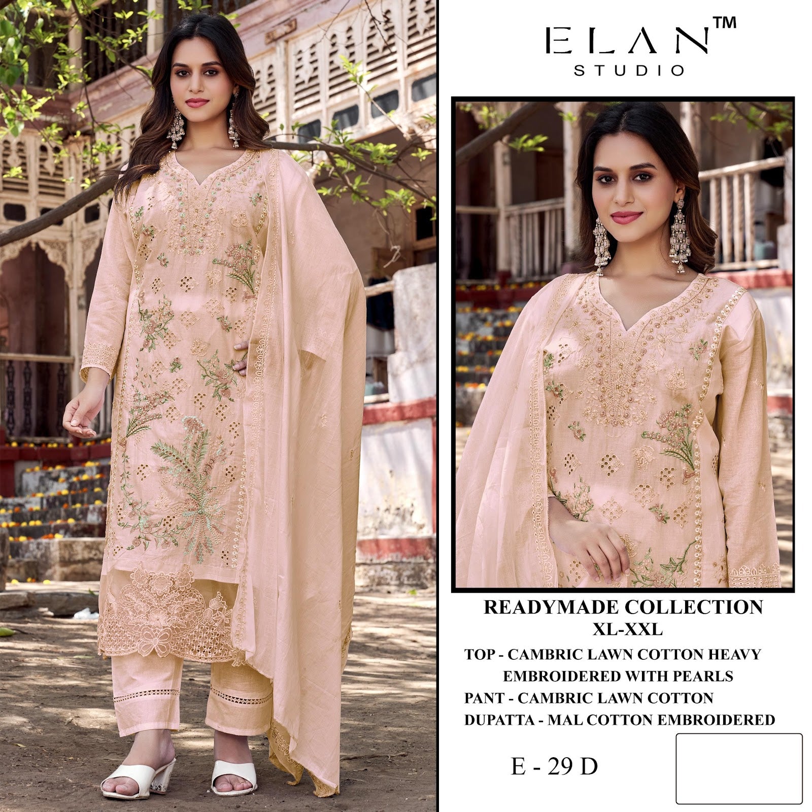 E 29 Elan Studio Cambric Lawn Pakistani Readymade Suits Wholesaler India