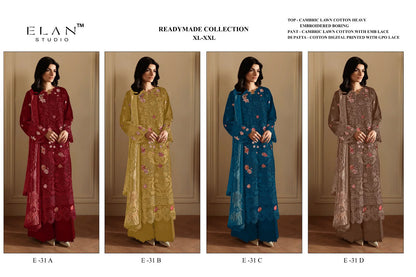 E 31 Elan Studio Cambric Lawn Pakistani Readymade Suits Supplier India