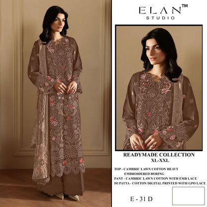 E 31 Elan Studio Cambric Lawn Pakistani Readymade Suits Supplier India