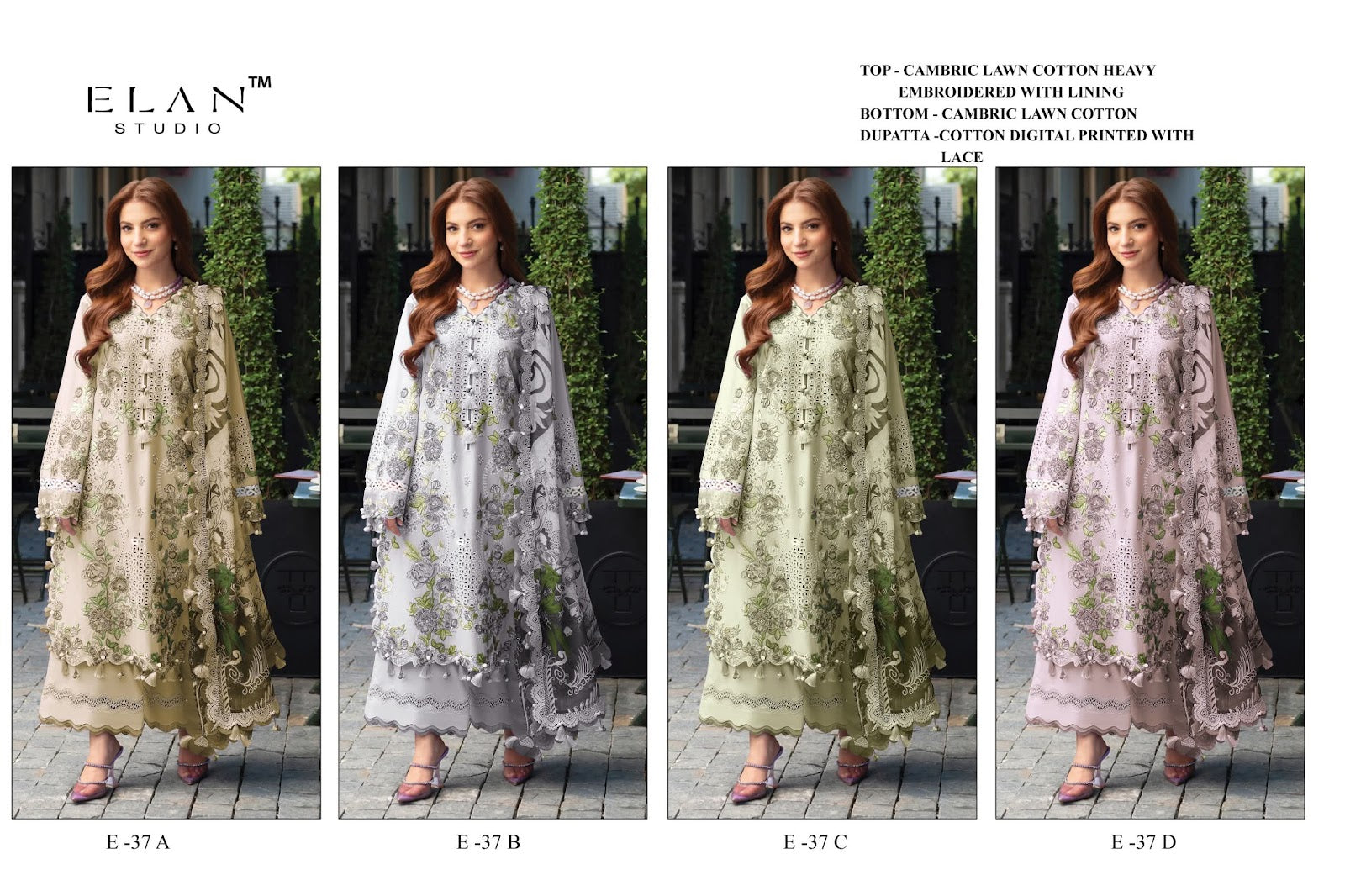 E 37 Elan Studio Lawn Cotton Pakistani Salwar Suits Wholesale Price