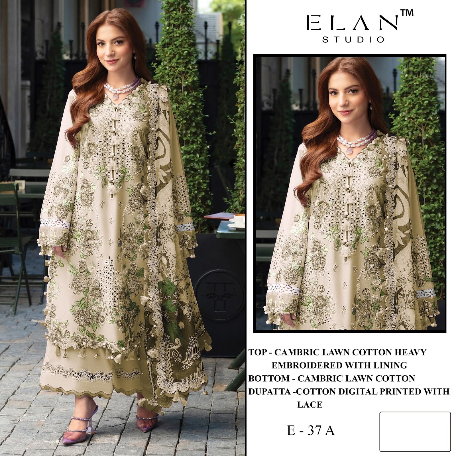 E 37 Elan Studio Lawn Cotton Pakistani Salwar Suits Wholesale Price