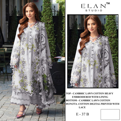 E 37 Elan Studio Lawn Cotton Pakistani Salwar Suits Wholesale Price