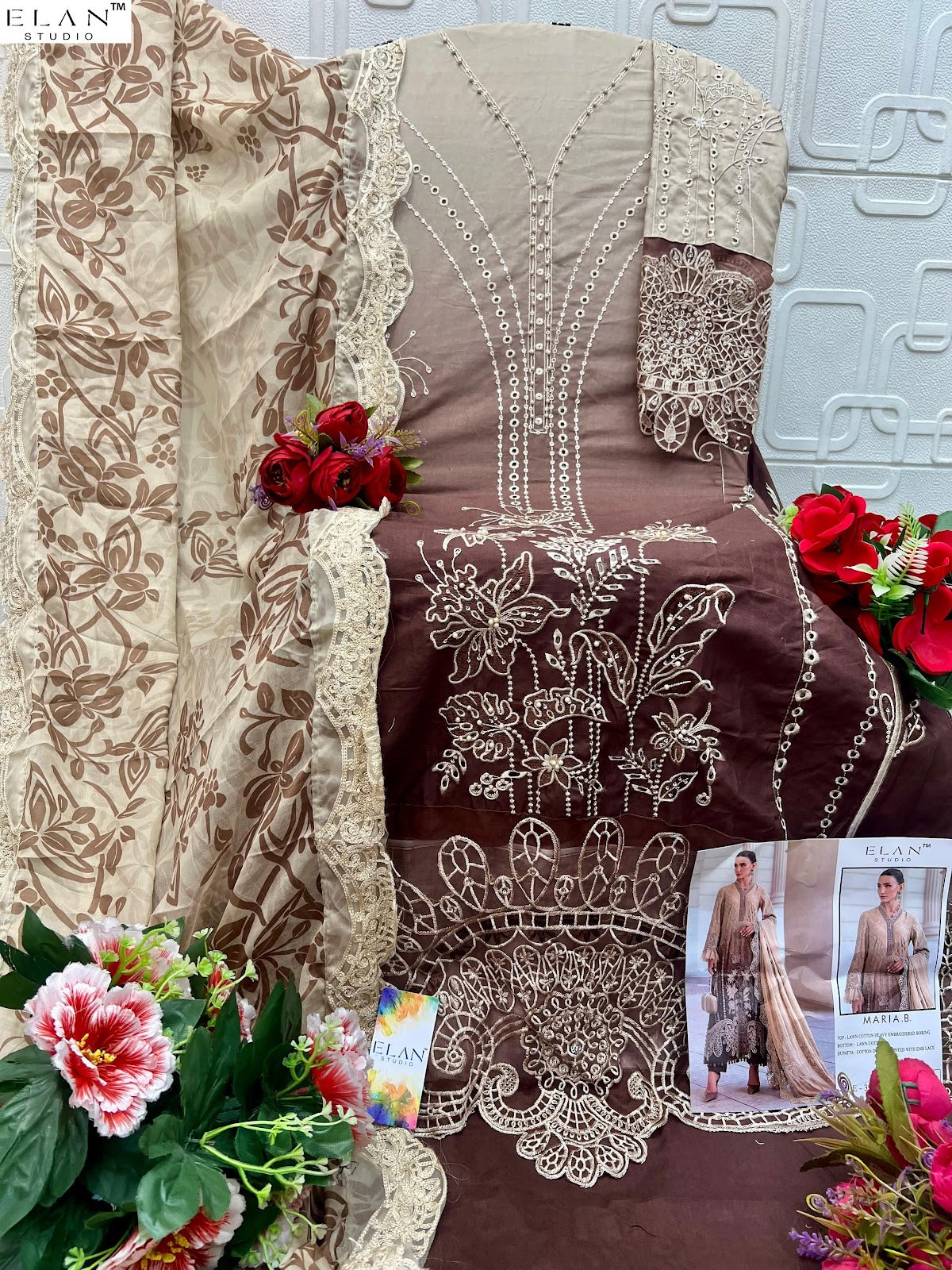E 39 Maria B Elan Studio Cambric Lawn Pakistani Salwar Suits Exporter India