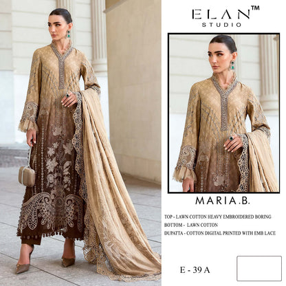 E 39 Maria B Elan Studio Cambric Lawn Pakistani Salwar Suits Exporter India